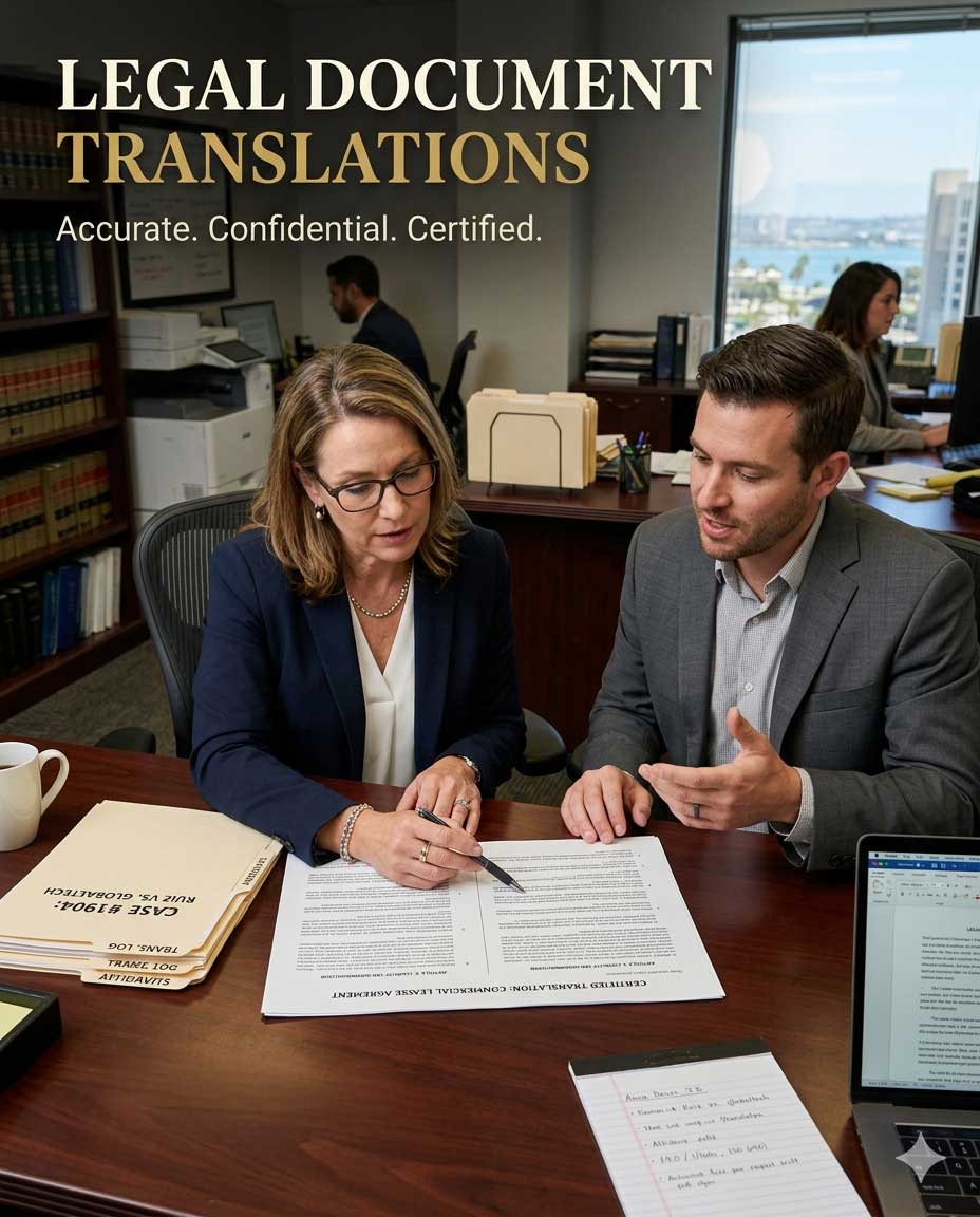 Legal Document Translation services in Los Angeles CA, Personal translating a legal document.